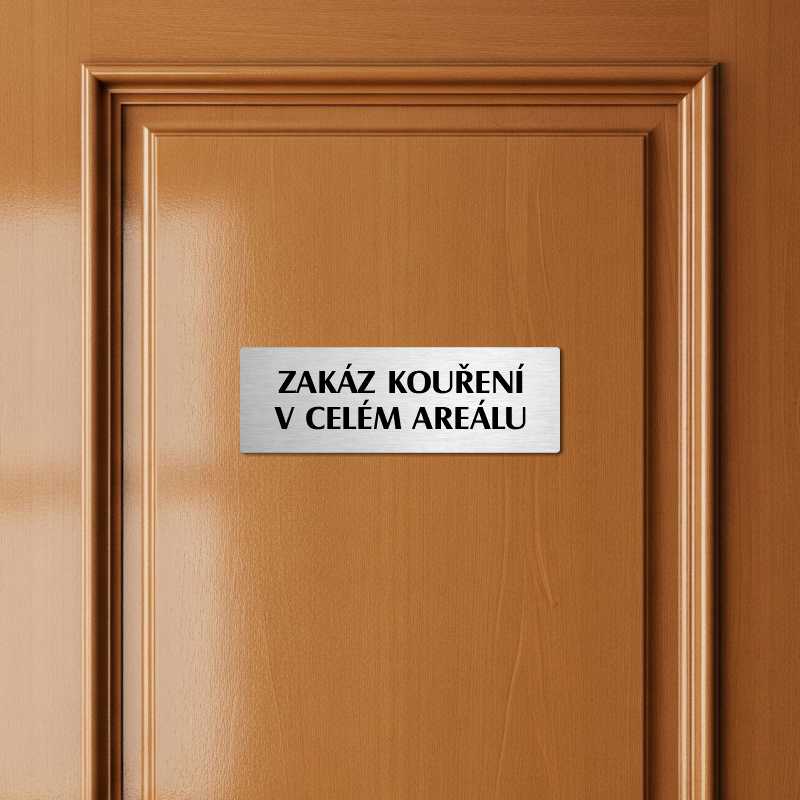 Zákaz kouření, 200x66mm, zlatá popiska s dvojtým rámečkem